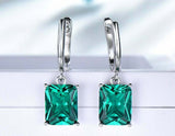 2ct Drop Earrings Radiant Cut Green Emerald Solitaire Dangle 14k White Gold Over