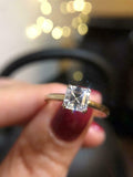 1.5ct Asscher Diamond Engagement Ring Dual Prong Solitaire 14k Yellow Gold Over