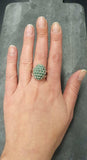 5ct Engagement Ring Round Cut Green Emerald Cluster Dome 14k White Gold Finish