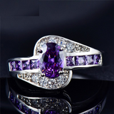 4ct Oval Purple Amethyst Engagement Ring 14k White Gold Finish Classic Solitaire