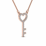 1ct Round Cut VVS1 D Diamond Heart Key Pendant 14k Rose Gold Finish NO CHAIN