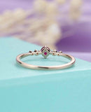 1ct Round Cut Pink Ruby Wedding Band Five Stone Minimalist 14k Rose Gold Finish