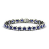 20Ct Round Blue Sapphire Diamond Halo Royal Tennis Bracelet 14K White Gold Over