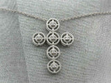 1ct Round Cut VVS1D Diamond Pendant with Chain Braided Cross 14k White Gold Over