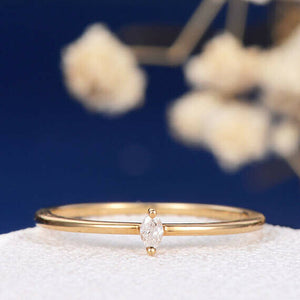 0.3ct Marquise Cut Diamond Engagement Ring Minimalist Petite 14k YellowGold Over