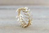 1.5ct Round Cut Diamond Engagement Ring Leaves Floral 14k Yellow Gold Finish