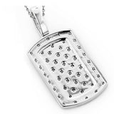 4Ct Round Cut Diamond Iced Dog Tag Shape Pendant 14K White Gold Finish NO CHAIN