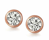 Cluster Design Stud Earrings 0.6ct Round Cut VVS1D Diamond 14k Rose Gold Finish