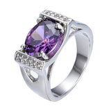 2.3ct Oval Cut Purple Amethyst Engagement Ring 14k White Gold Finish Stackable