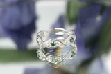 1ct Round Cut Green Emerald Wedding Band Twisted Eternity 14k White Gold Finish