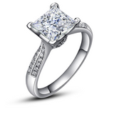 2Ct Princess Cut Diamond Accented Hidden Halo Solitaire Ring 14K White Gold Over