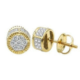 1Ct Round Cut Diamond Round Shaped Iced Women Stud Earrings 14K Yellow Gold Over