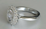 1.7ct Oval Cut VVS1 Diamond Engagement Ring Halo Solitaire 14k White Gold Finish