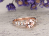 1.5ct Round Peach Morganite Engagement Ring 14k RoseGold Finish Accent Solitaire