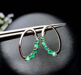 1.5ct Round Cut Green Emerald Hoop Style Drop Earrings 14k White Gold Finish