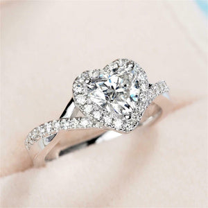 2ct Heart Cut VVS1D Diamond Engagement Ring Split Shank Halo 14k White Gold Over