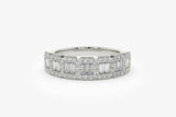 3.5ct Wedding Ring Band Baguette Cut Diamond Halo Cluster 14k White Gold Finish