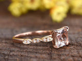 1.2ct Princess Cut Peach Morganite Engagement Ring 14k RoseGold Finish Solitaire