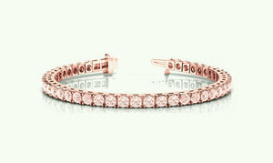 18 Ct Round Sparkle Peach Morganite Tennis Bracelet 14K Rose Gold Finish