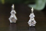 Statement Leverback Drop Earrings 1ct Round Cut Diamond 14k White Gold Finish