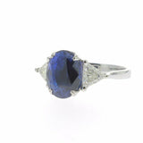 2ct Oval Cut Blue Sapphire Engagement Ring Trillion Accent 14k White Gold Finish