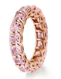 6Ct Radiant Cut Pink Sapphire Full Eternity Wedding Band 14K Rose Gold Finish