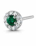 0.47ct Round Cut Green Emerald Halo Diamond Stud Earrings 14k White Gold Finish