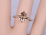 2ct Princess Cut Peach Morganite Solitaire Engagement Ring 14k Rose Gold Finish