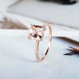 1.5ct Princess Cut Morganite Accents with Solitaire Ring 14k Rose Gold Finish