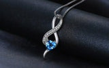 1ct Blue Topaz Pendant Heart Cut Infinity 14k White Gold Finish NO CHAIN