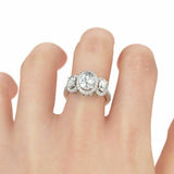 4Ct Oval Cut Diamond Accent Trilogy Halo Engagement Ring 14K White Gold Finish