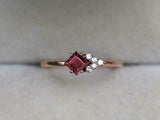 1ct Engagement Ring Asscher Cut Pink Ruby Petite Minimalist 14k Rose Gold Finish