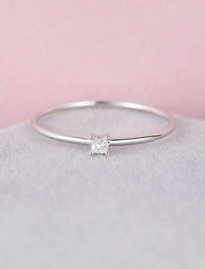 0.6ct Princess Diamond Engagement Ring Solitaire Minimalist 14k White Gold Over