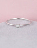 0.6ct Princess Diamond Engagement Ring Solitaire Minimalist 14k White Gold Over