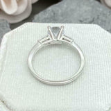 2ct Engagement Ring Round Cut Diamond Baguette Accent Trilogy 14k WhiteGold Over