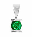 1ct Round Cut Green Emerald Unique Design Pendant 14k White Gold Finish NO CHAIN