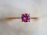 1ct Engagement Ring Round Cut Pink Sapphire Solitaire 14k Rose Gold Finish