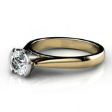 1ct Round Diamond Bezel Solitaire Engagement Ring 14k White-Yellow Gold Finish