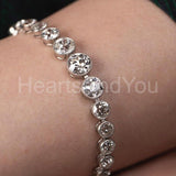 15ct Round Cut Moissanite Graduated Tennis Bracelet 14k White Gold Plated