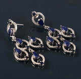 5ct Drop Earrings Pear Cut Blue Sapphire Cocktail Chandelier 14k White Gold Over