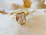 2ct Engagement Ring Emerald Cut Diamond Bezel Set Solitaire 14k Yellow Gold Over