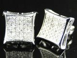 0.35ct Round Cut Diamond Kite Square Cluster Stud Earrings 14k White Gold Finish