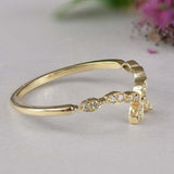 Butterfly Minimalist Engagement Ring 1ct Round Cut Diamond 14k YellowGold Finish