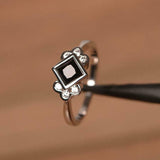 1.6ct Engagement Ring Princess Cut Diamond Stylish Floral 14k White Gold Finish