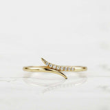 Thin Minimalist Bypass Engagement Ring 0.15ct Round Diamond 14k Yellow Gold Over