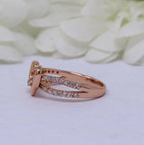 1.2ct Round Cut Diamond Engagement Ring Open Heart Infinity 14k Rose Gold Finish