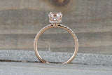 1.3ct Round Cut Morganite Engagement Ring 14k Rose Gold Finish Accents Solitaire