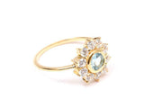 2.1ct Round Cut Blue Aquamarine Floral Minimalist Ring 14k Yellow Gold Finish