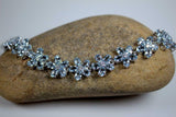 25ct Oval Cut Blue Topaz Flower Women Tennis Bracelet 14k White Gold Finish