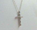 0.5ct Diamond Pendant with Chain Round Cut Brilliant Cross 14k White Gold Finish